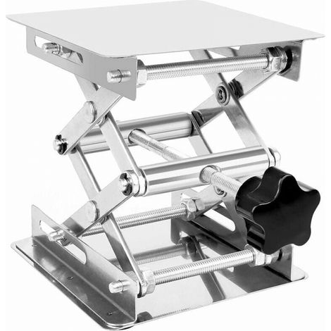 Hebebühne Aus Edelstahl Für Labore, Verstellbarer Hubbereich 45–150 Mm, Hebetisch 150 Mm X 150 Mm, Tragfähigkeit 10 Kg