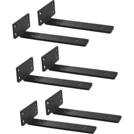 Schwarze, L-förmige Regalträger (0,2 Zoll Dick), Verdeckte Stahl-regalstützen – Robuste 8-zoll-wandregalhalterung (6 Stück)