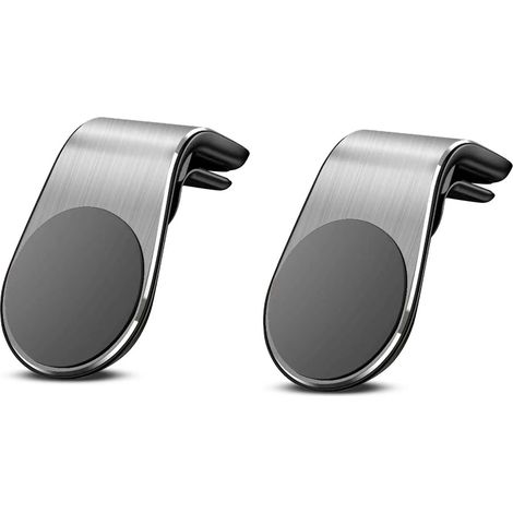 Silberner Magnetischer Auto-handyhalter – 2er-pack – Befestigung Am Lüftungsschlitz – Kompatibel Mit Iphone, Samsung, Huawei, Xiaomi Und Den Meisten Smartphones