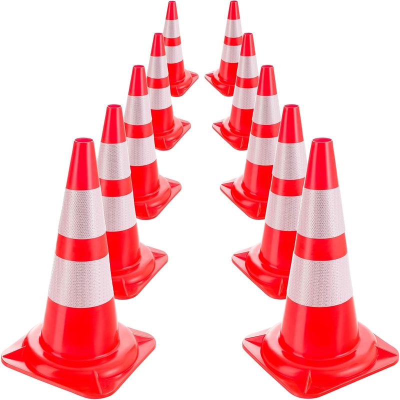 Verkehrskegel, Baustellenkegel, Orange Und Weiß, 50 Cm, 10 Stück