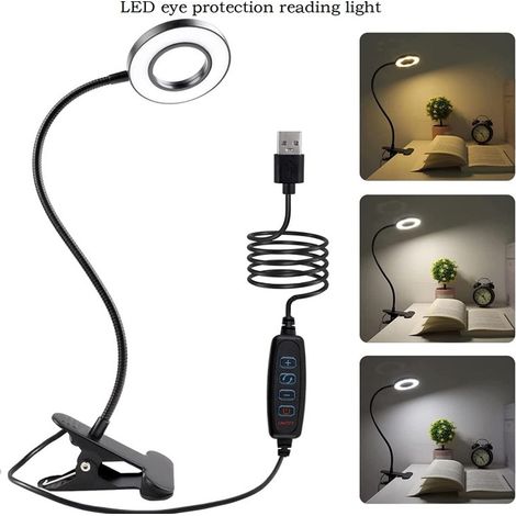 Led-schreibtischlampe Mit Augenschutz – Leselampe, Selfie-licht, Lupe, Klemmleuchte – 9,5 Cm Durchmesser