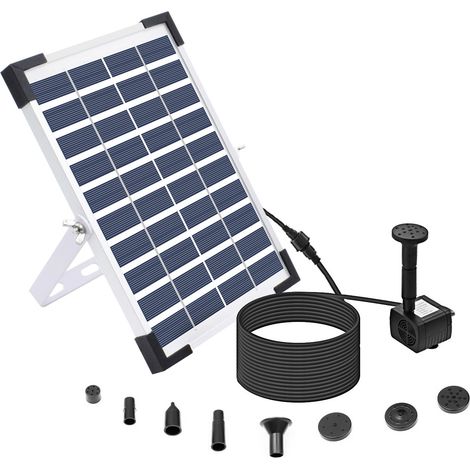 5-w-solar-gartenbrunnen, Solar-teichpumpe, Solar-wasserpumpe Für Brunnen, Vogeltränken, Teiche Und Schwimmbecken, 4 Düsen, 280 L/h, Max. Fördermenge: 80 Cm