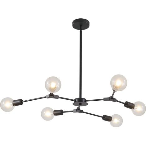 Moderne Schwarze 6-flammige Pendelleuchte, Deckenleuchte Im Retro-industrie-stil, Pendelleuchte Im Landhausstil Für Die Halbe Decke