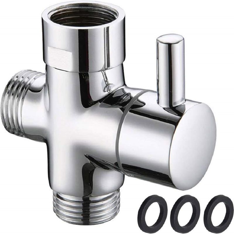 Dreiwege-duschventil G1/2" Aus Messing Mit Gummidichtung Für Badezimmer-duschsysteme. Ersatzteil Für Fest Installierte Duschköpfe. Verchromt.