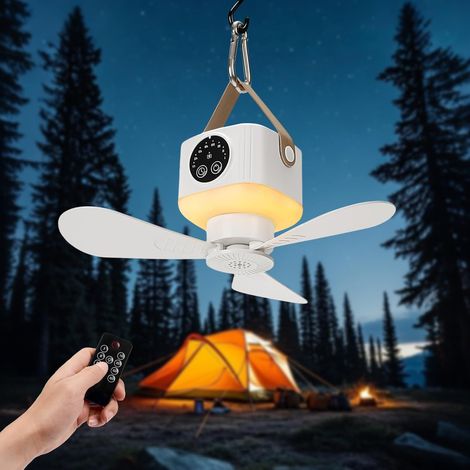 Tragbarer Deckenventilator Mit Licht Und Fernbedienung, Usb-ladefunktion, 4 Geschwindigkeitsstufen, Geeignet Für Wohnmobile, Lkws, Reisen Und Camping