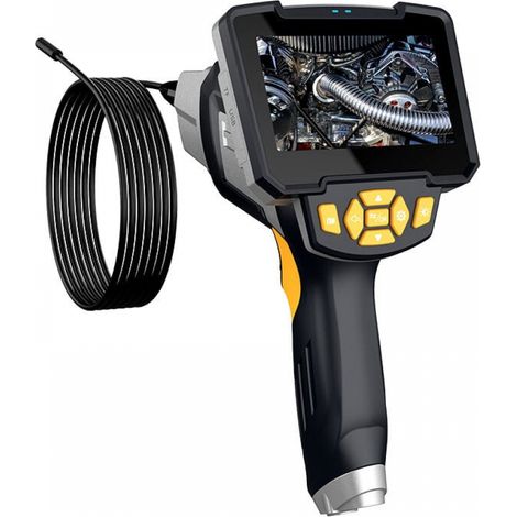 1080p-endoskopkamera, Industrielle Hd-doppellinsen-endoskop-inspektionskamera, Wasserdichtes Rohrendoskop (ip67) Mit 4,3-zoll-ips-bildschirm, 6 Leds Und 5 M Langem, Halbstarrem Kabel