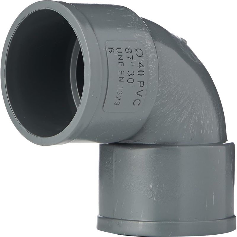 Pvc-winkelstück – 40 Mm Anschluss – 87° Winkel – Innengewinde-innengewinde – Für Wasserableitung – Grau – 40 X 40 Mm