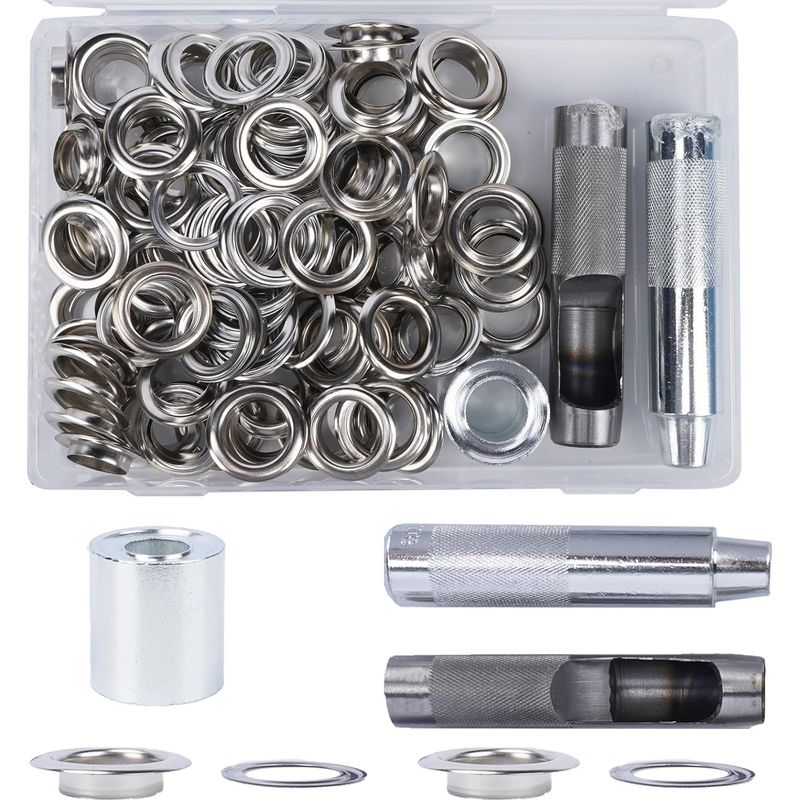 100 Ösen Im Set. 18 Mm. Versilbertes Metall. Messing. Reparaturset. Plane. Leder. Stoff. Heimwerkerbedarf.