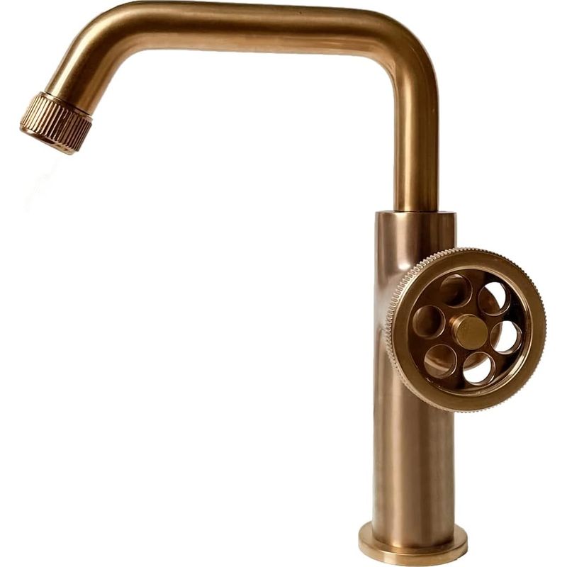 Waschtischarmatur – Gebürstetes Kupfer – Inkl. Ablaufgarnitur – Werkzeuglose Montage – Für Badezimmer – Gebürstetes Kupfer – 25,0 Cm