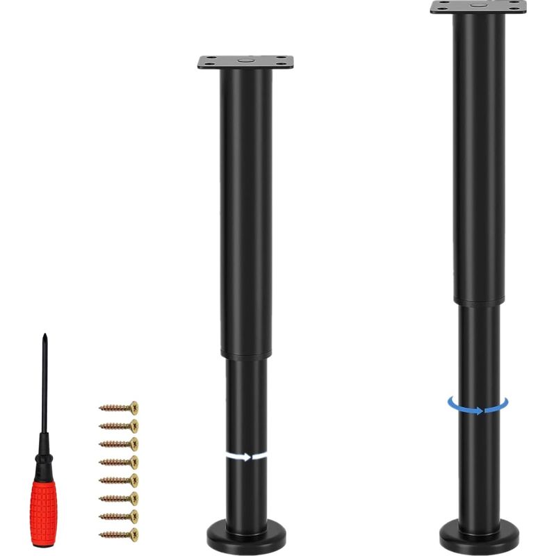 Verstellbare Möbelfüße – Kaltgewalzter Stahl – Höhenverstellbar Von 25 Bis 42 Cm – Tragkraft 800 Kg – Für Bett, Tisch, Kleiderschrank, Badezimmer – Schwarz