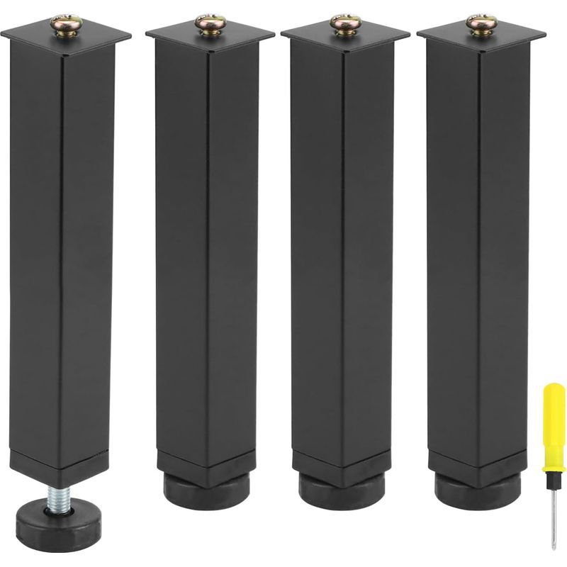 4er-set – Verstellbare Beine – Lattenrost – Höhenverstellbar 20–22 Cm – Robuster Stahl – Rutschfeste Unterseite – Für Verschiedene Möbel Geeignet – Schwarz – 20 X 22 Cm
