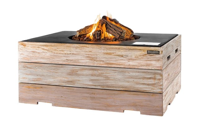 Happy Cocooning Feuertisch TEAK-Holz rechteckig schwarz 1070 x 800 mm