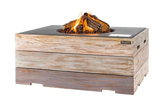 Happy Cocooning Feuertisch TEAK-Holz rechteckig grau 1070 x 800 mm
