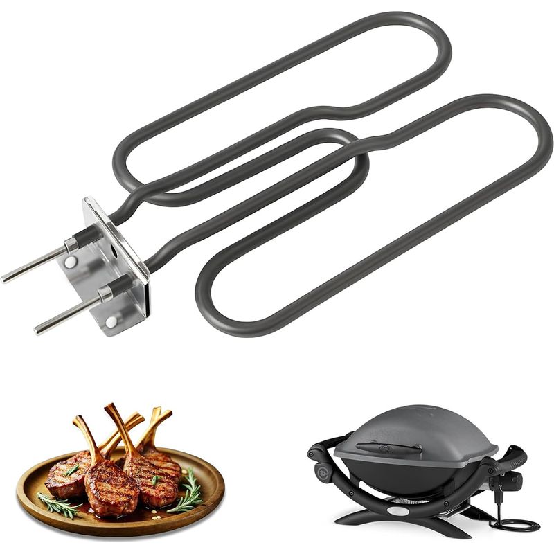 Heizelement – Edelstahl – Kompatibel Mit Weber Q140 Q1400 – Hochtemperatur-heizelement 230 V 2200 W – Für Elektrische Außengrills – Silber – 45 X 15 Cm