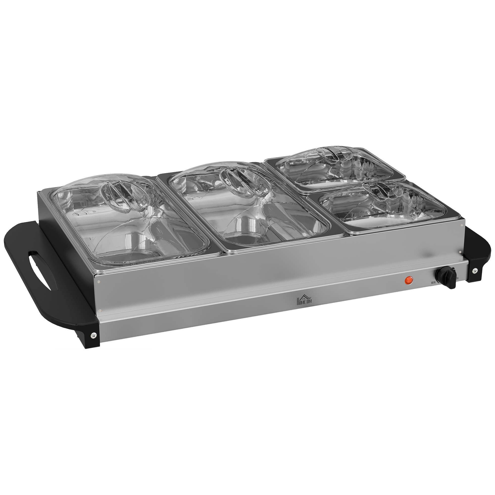 2-in-1-speisenwärmer, 6,8 L, 300 W, Edelstahl, Silber