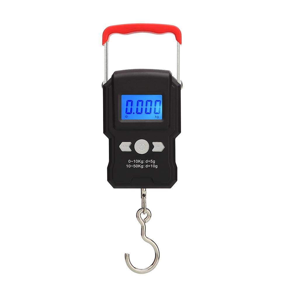 Elektronische Reise-angelwaage Zum Aufhängen Bis 50 Kg Mit Hintergrundbeleuchtetem Lcd-display, Ideal Für Outdoor-angeln (schwarz).