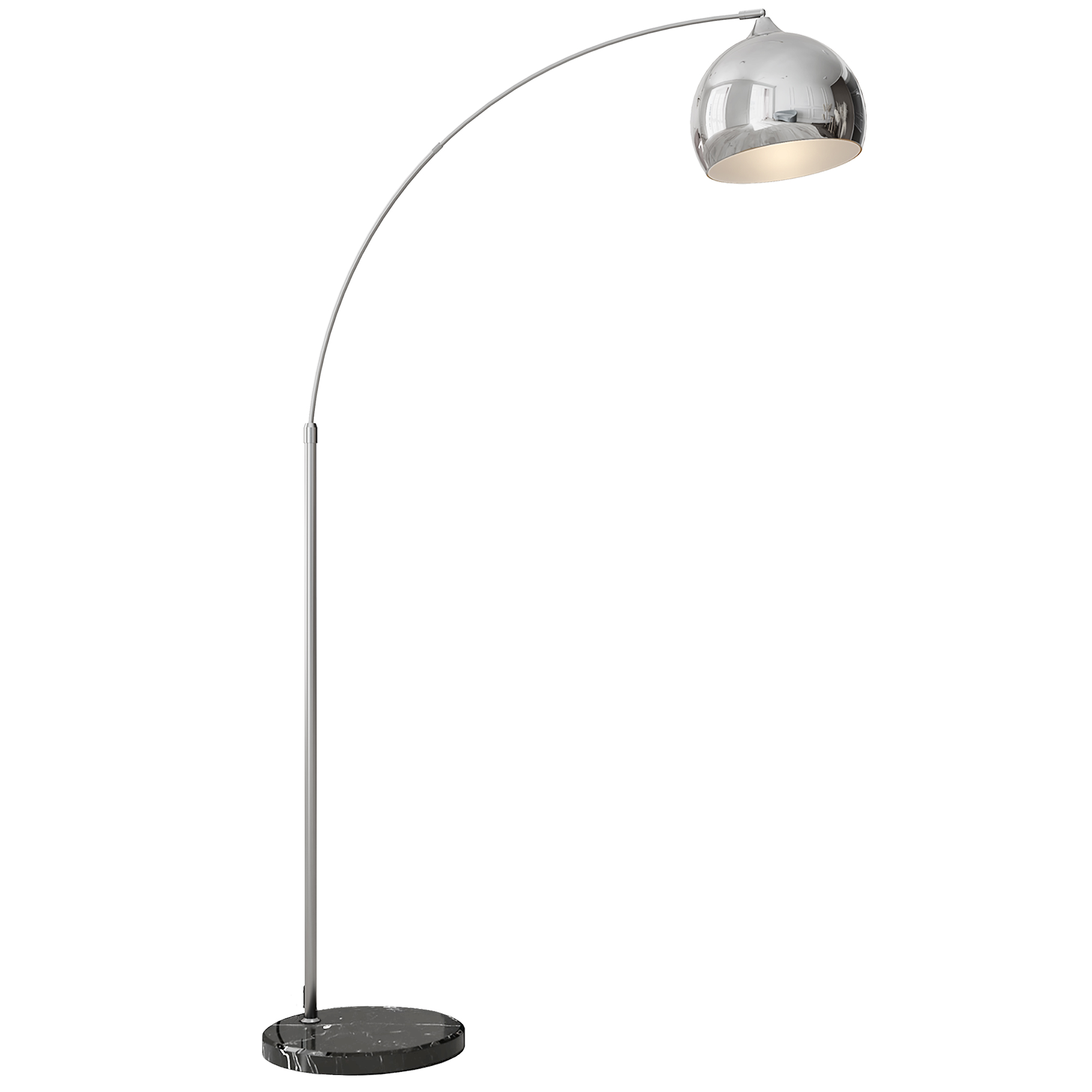 Moderne, Bogenförmige Stehlampe, E27 40w Fassung, Fußschalter, Maße: 110-115 X 30 X 170-180 Cm, Silber Und Schwarz.