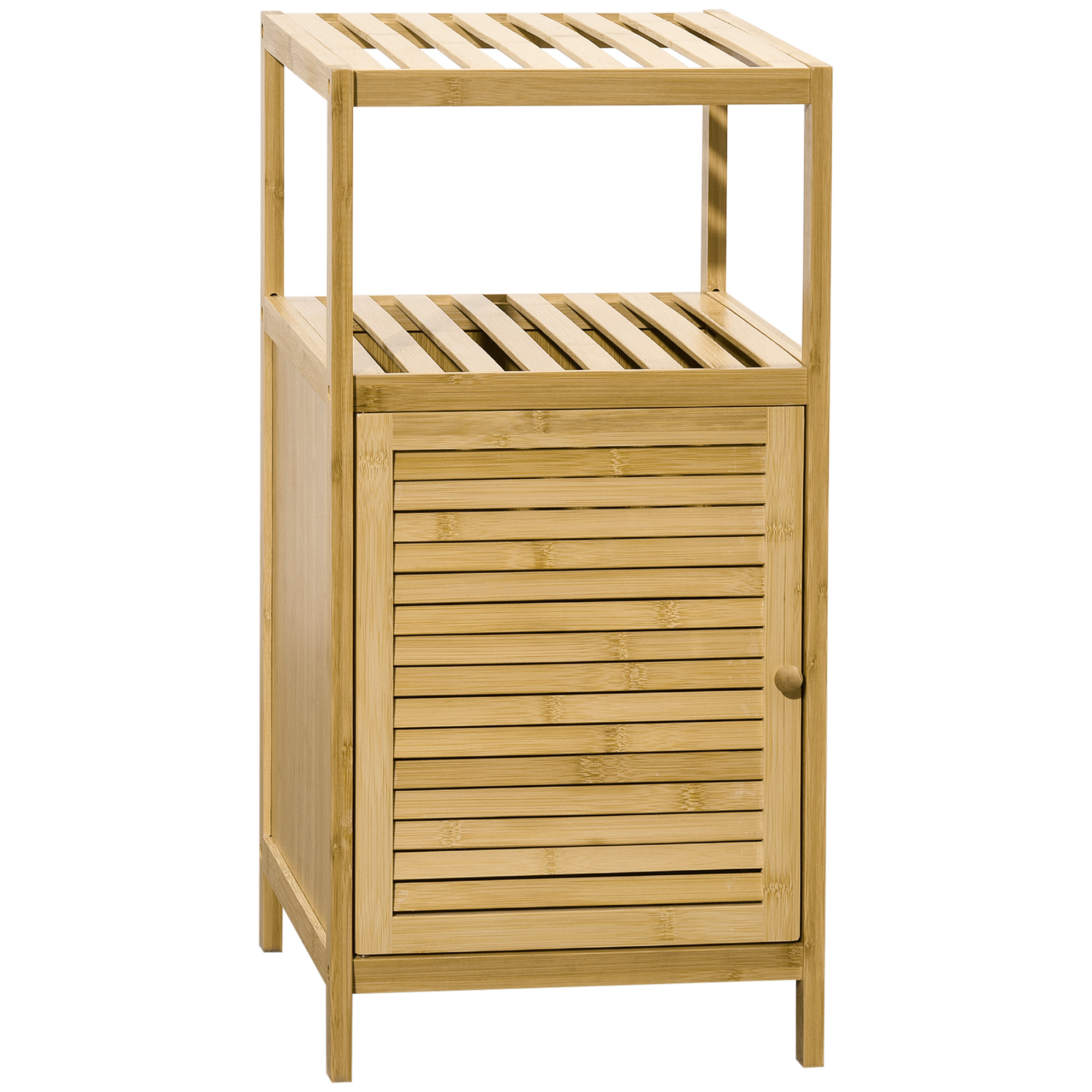 Badezimmerschrank Aus Bambus Mit Lattenrahmen Und Einer Tür, 33 X 36,5 X 67 Cm, Naturholzfarbe