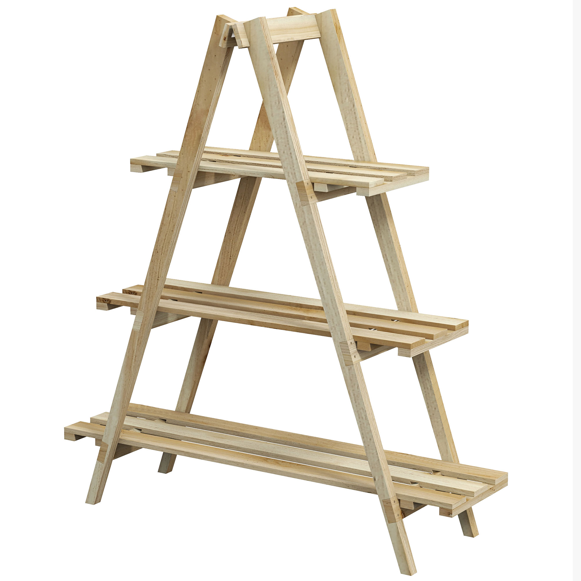 Dreistufiger Vertikaler Pflanzenständer Mit Tannenholzlatten, 100 X 36 X 112 Cm, Holzfarbe
