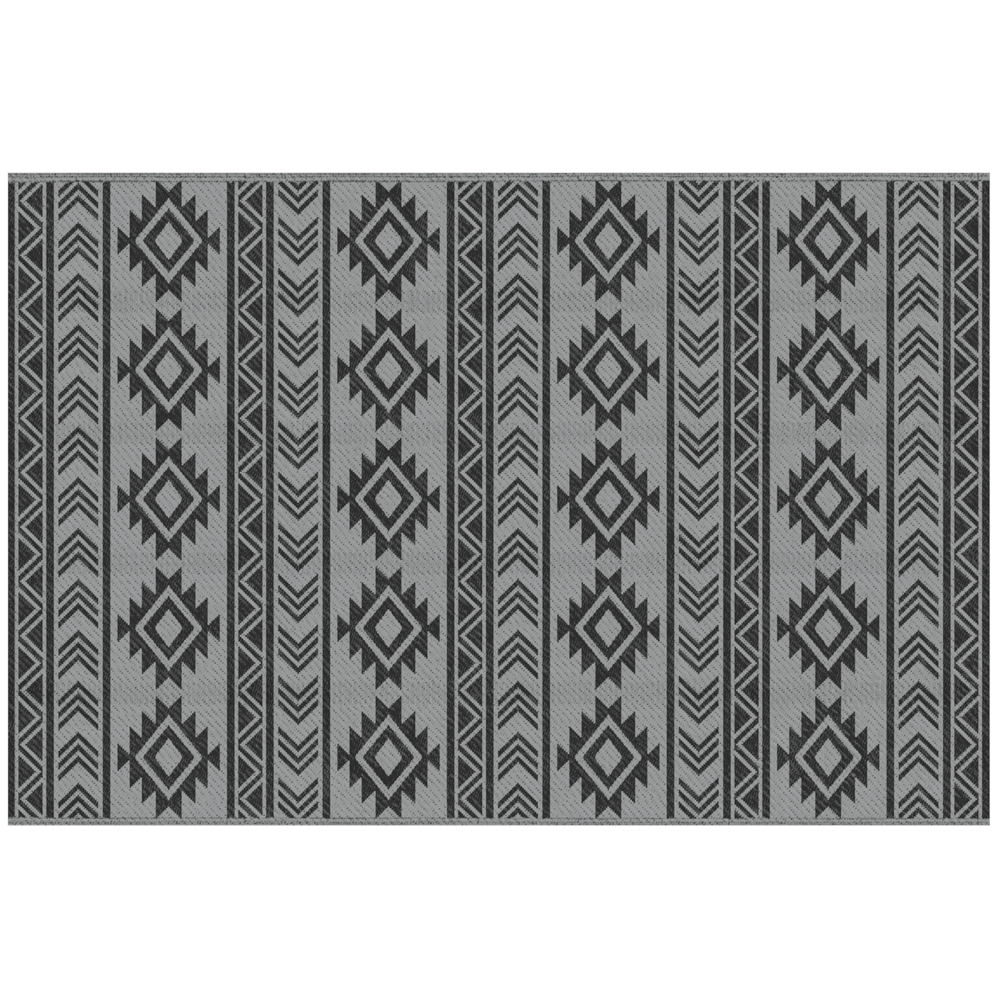 Wendbarer Outdoor-teppich 182 X 274 Cm, Wasserdicht Und Uv-beständig, Ideal Für Wohnmobilreisen, Schwarz Und Grau.