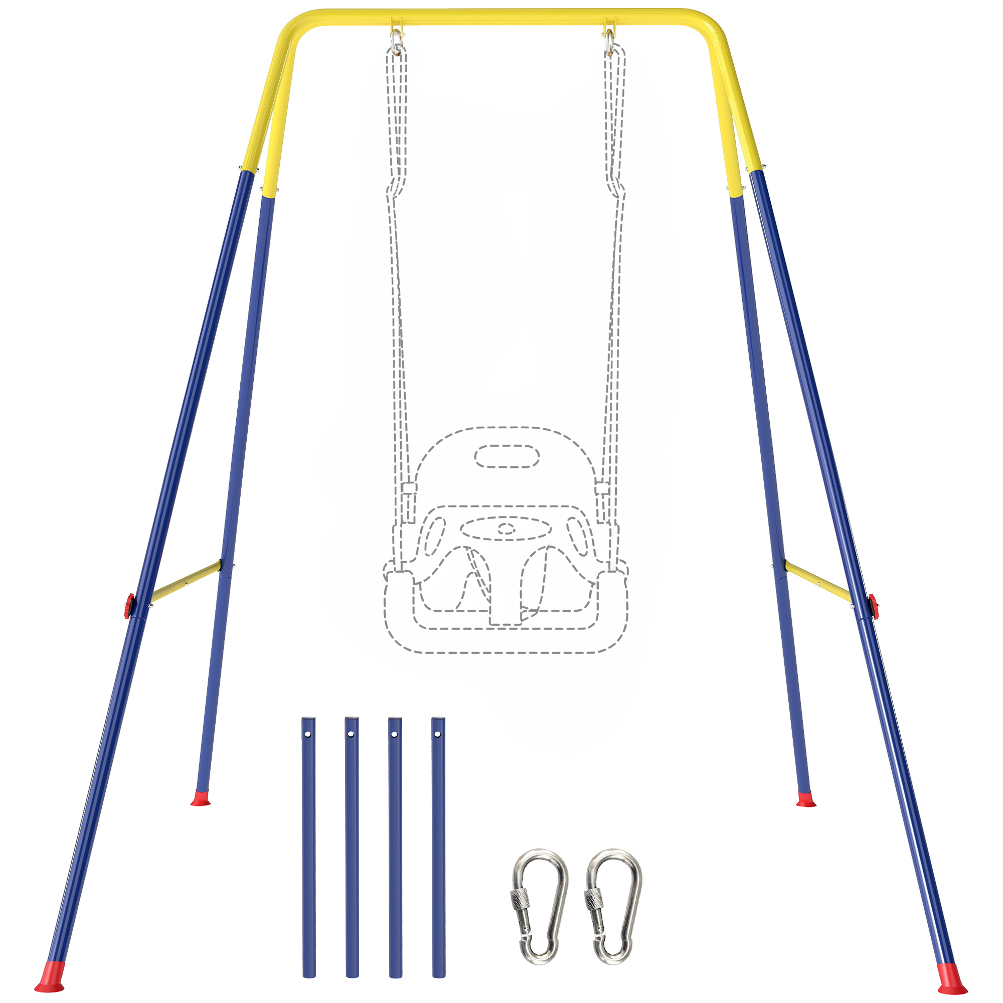 Klappbare Kinderschaukel Mit 2 Haken Und 4 Heringen, Stabil Bis 50 Kg, A-gestell, 128 X 155 X 157 Cm, Blau