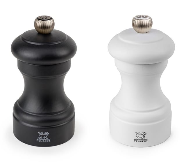 Peugeot Bistro Duo Pfeffermühle & Salzmühle Holz Schwarz Weiß Matt 10cm