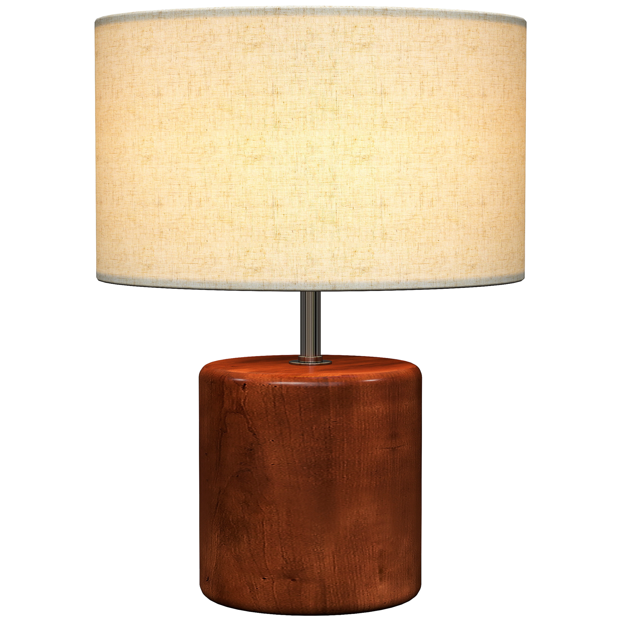Rustikale Tisch- Und Nachttischlampe Mit Holzfuß, Leinenlampenschirm, Kippschalter, Braun