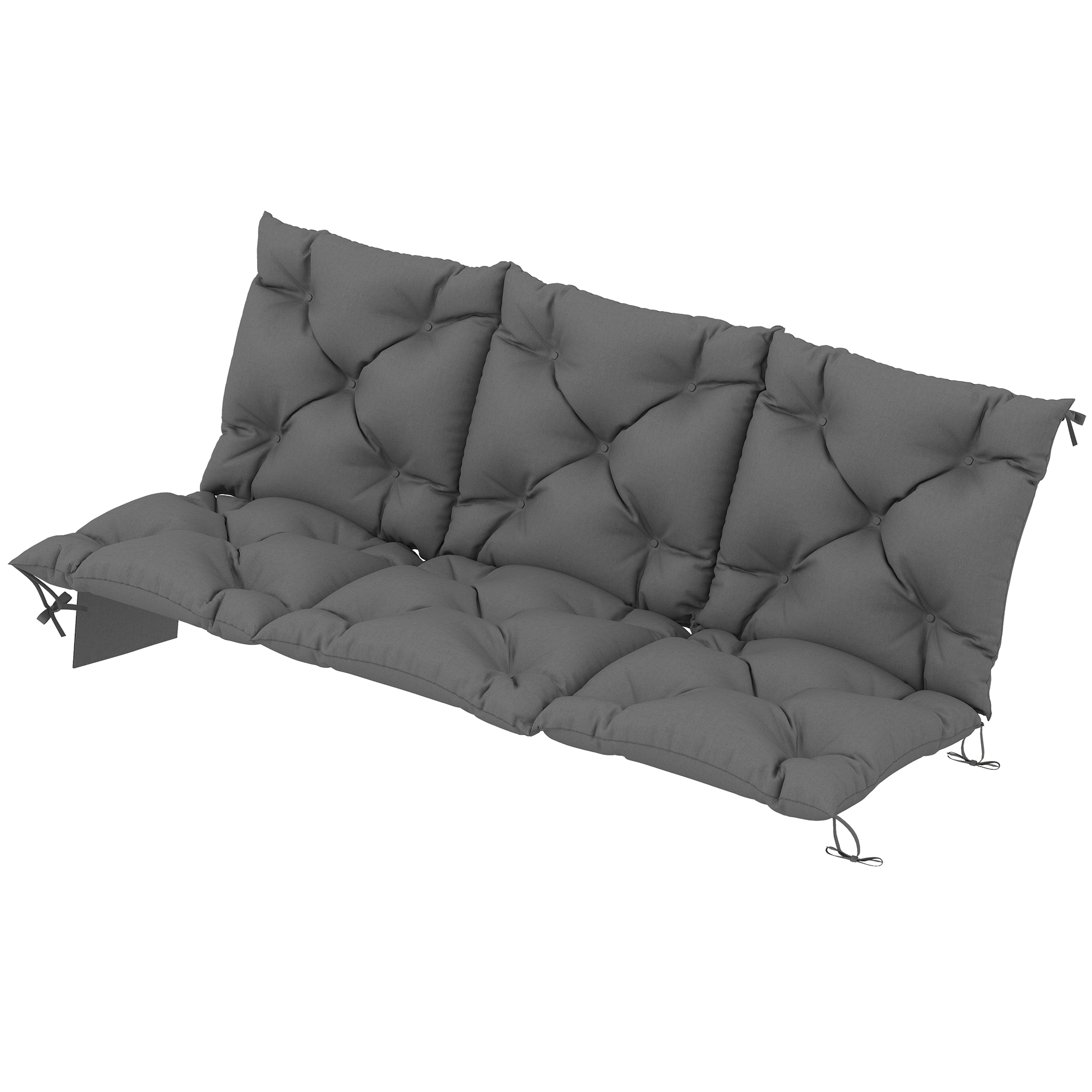 Sitzkissen 150 X 100 X 10 Cm, Kissen Für 3-sitzer-bank Mit Befestigungsbändern, Uv-schutz 30+, Rückenlehne Mit Seitentasche, Dunkelgrau