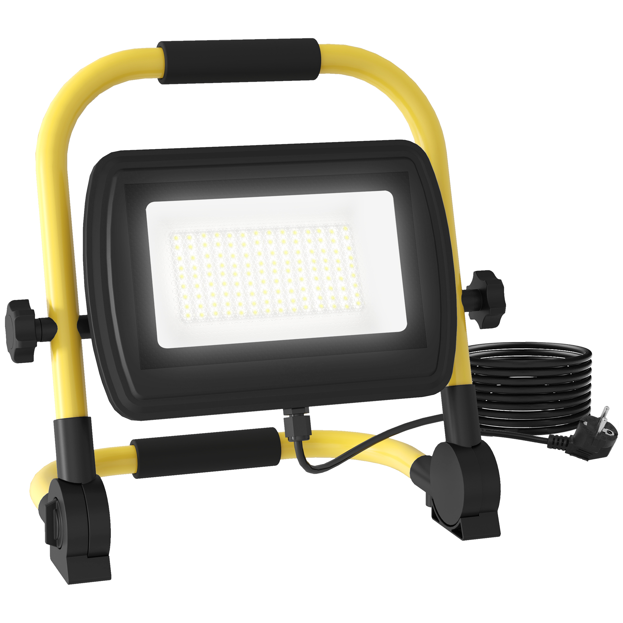 Gelber Led-fluter, 4250 Lumen, Schutzart Ip65, 6500 K, Wetterfest, Verstellbar Und Tragbar, 25,5 X 16 X 25,5 Cm