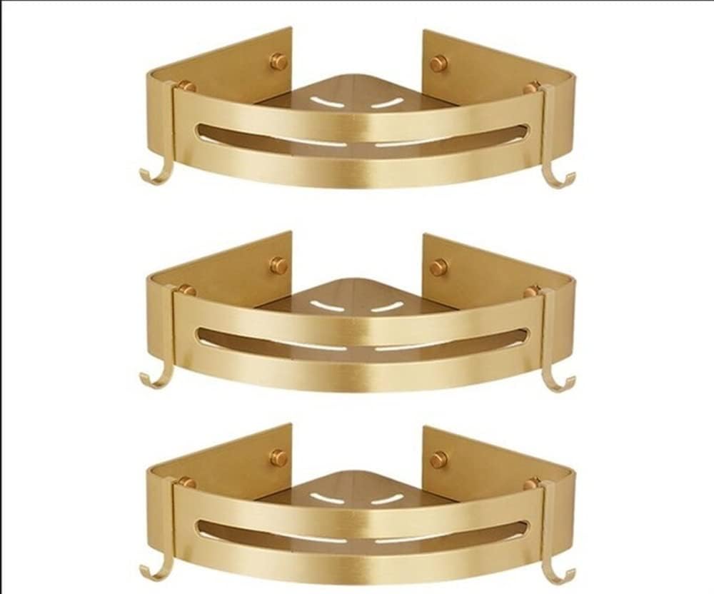 Duschablage Ohne Bohren, Eckbadezimmerablage, Starlight Badezimmerablage (polierter Goldsand, 3 Ebenen)