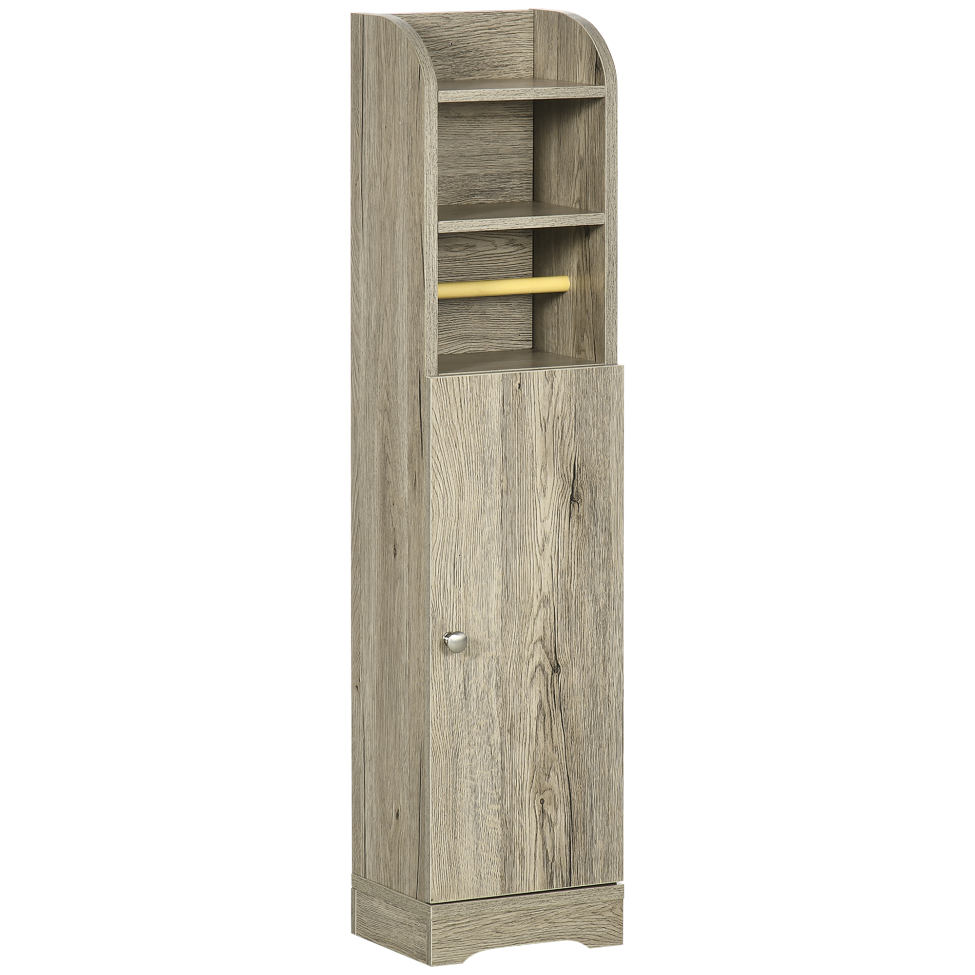 Badezimmerschrank Aus Spanplatte Mit 2 Einlegeböden Und 2 Ablagen, 23 X 18 X 100 Cm, Grau