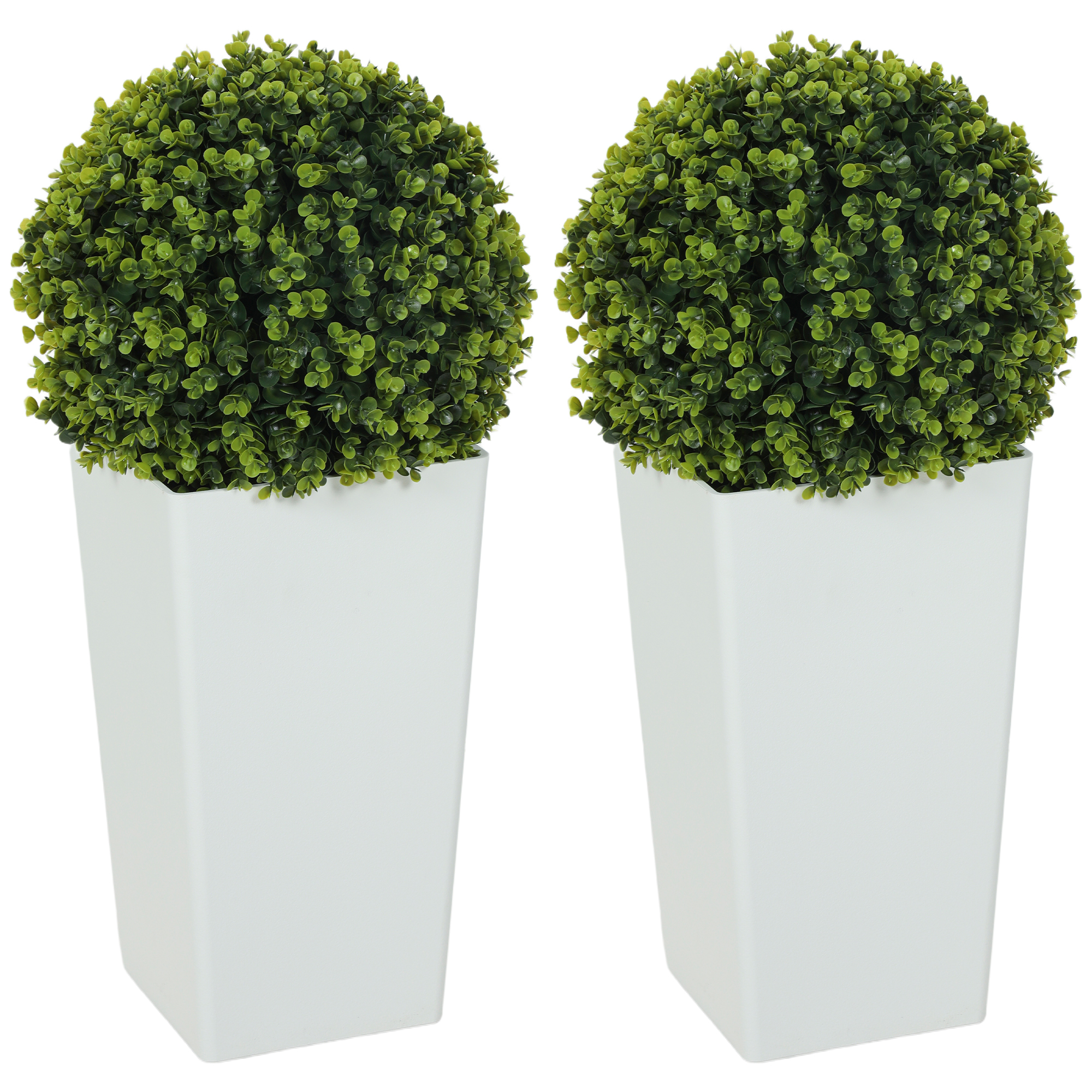 Set Mit 2 Künstlichen Eukalyptuskugeln, 65 Cm Große Künstliche Pflanze Mit Uv-schutz, 330 Blätter Im Topf, Grün