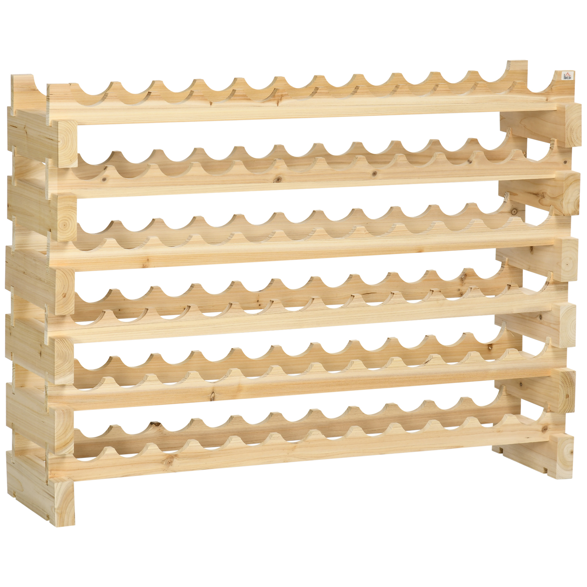 Vertikales Weinregal Aus Naturholz Mit 6 Ebenen, Platz Für 72 Flaschen, Tragkraft Bis Zu 100 Kg, Ideal Für Küche Oder Bar. Maße: 114 X 28 X 85 Cm.