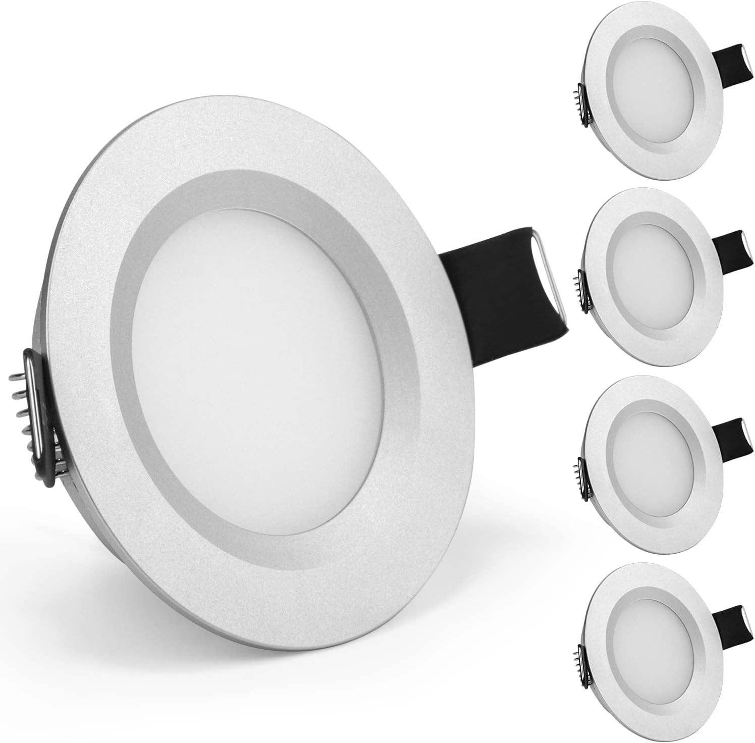 12-v-led-einbaustrahler, Ausschnittdurchmesser 58–65 Mm, 3 W, 6000 K, Schutzart Ip65, Für Wohnmobile, Boote, Wohnwagen, Transporter Und Yachten, Kaltweiß, 4er-pack