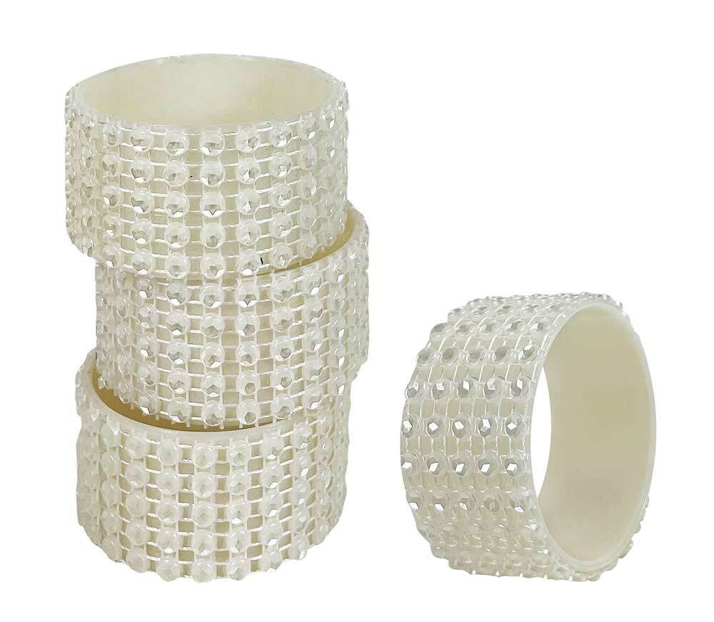 Serviettenringe Weiß Schmuck 4 Stück Serviettenhalter Perlen Tischdeko Hochzeit