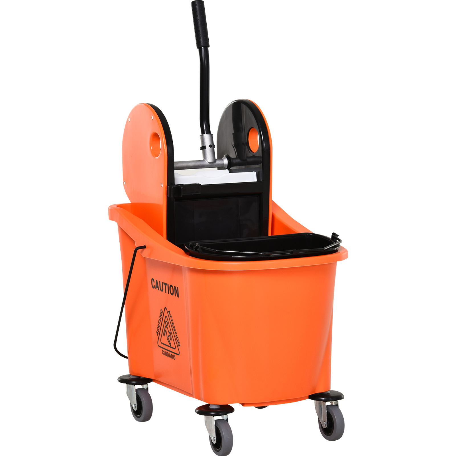 Reinigungswagen Mit 36-liter-eimer, Reinigungseimer, Wischmoppwagen Mit Auswringer, Orange, 54 X 41 X 91,5 Cm