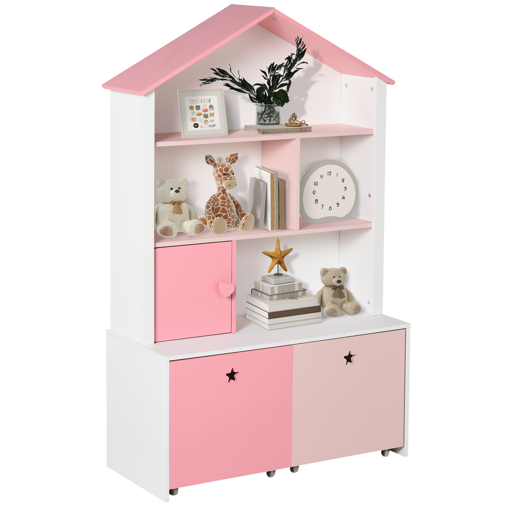 Rosa Bücherregal Mit 2 Schubladen, Ideal Für Kinder- Und Jugendzimmer. Maße: 80 X 34 X 130 Cm.