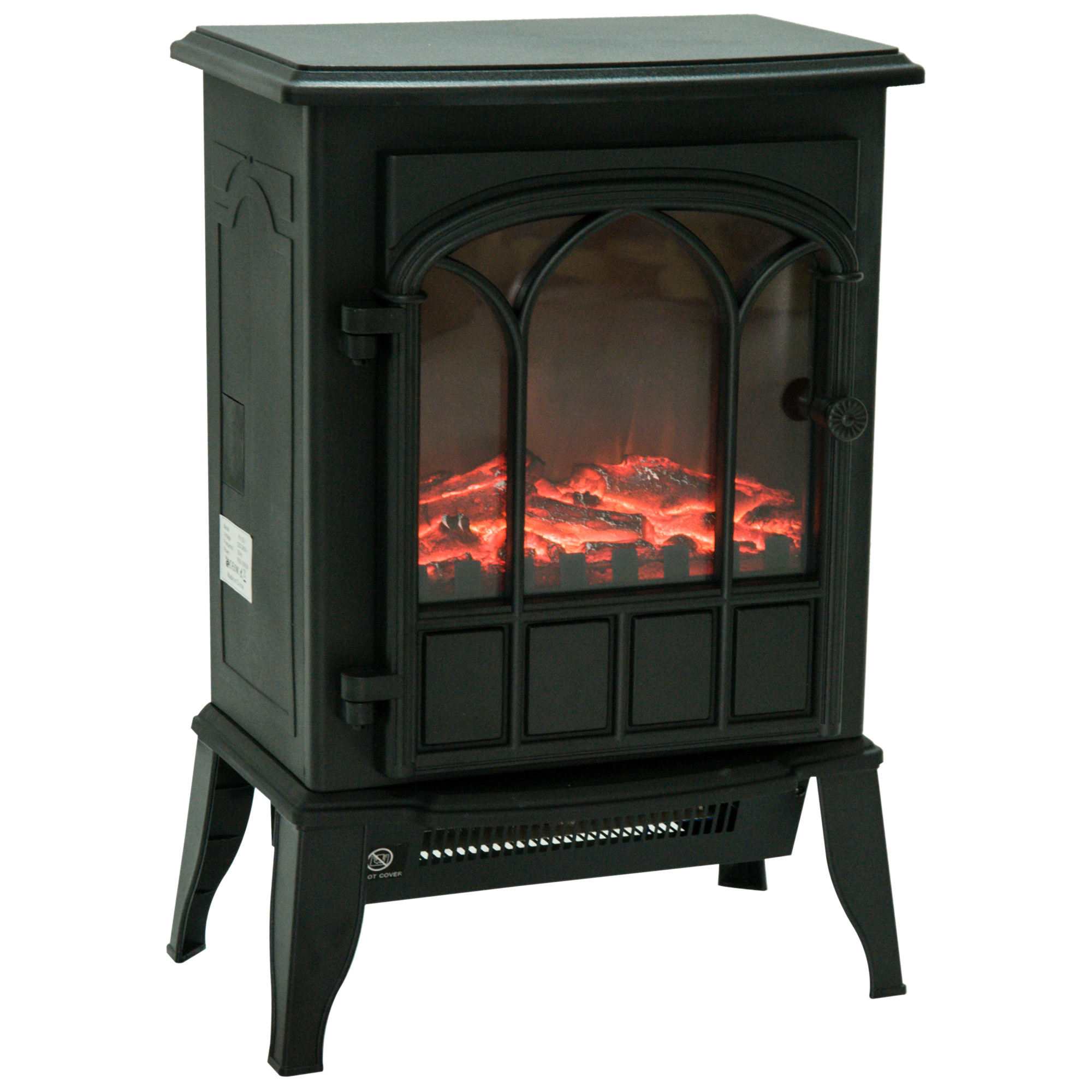 Freistehender Elektrokamin, 1000 W/2000 W, Flammeneffekt, Einstellbare Helligkeit, Einstellbare Temperatur Und Überhitzungsschutz, 39 X 23 X 56,5 Cm, Schwarz