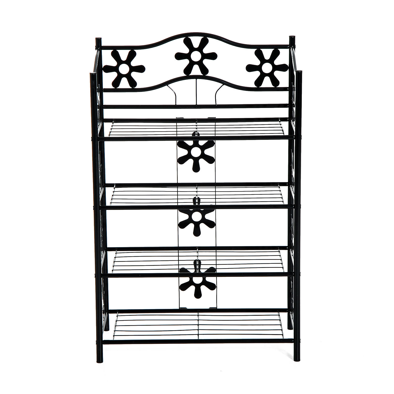 Schuhregal, Pflanzenständer, Blumenregal, Freistehendes Regal, Halterung, 4 Ebenen, Metall, 59,5 X 30 X 92 Cm, Schwarz