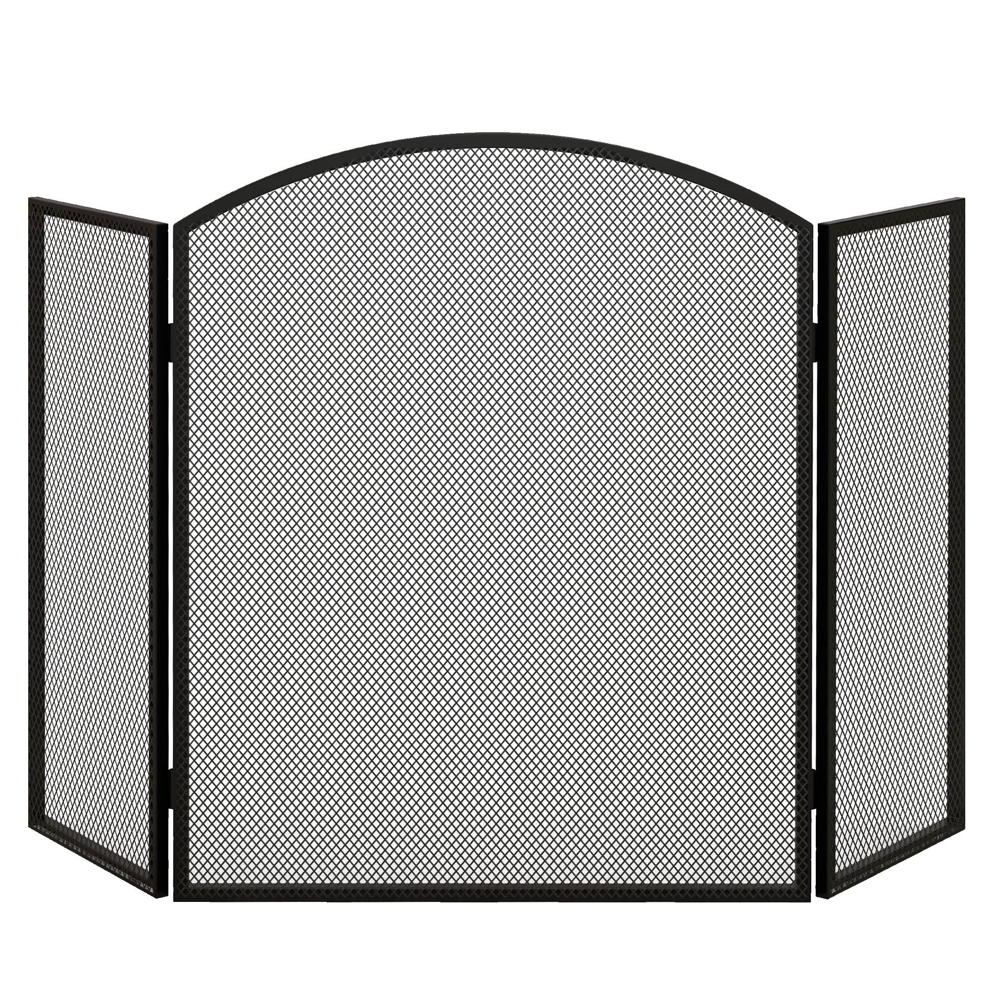 Faltbarer, Dreiteiliger Funkenschutz Mit Stahlrahmen, 96 X 62 Cm, Schwarz