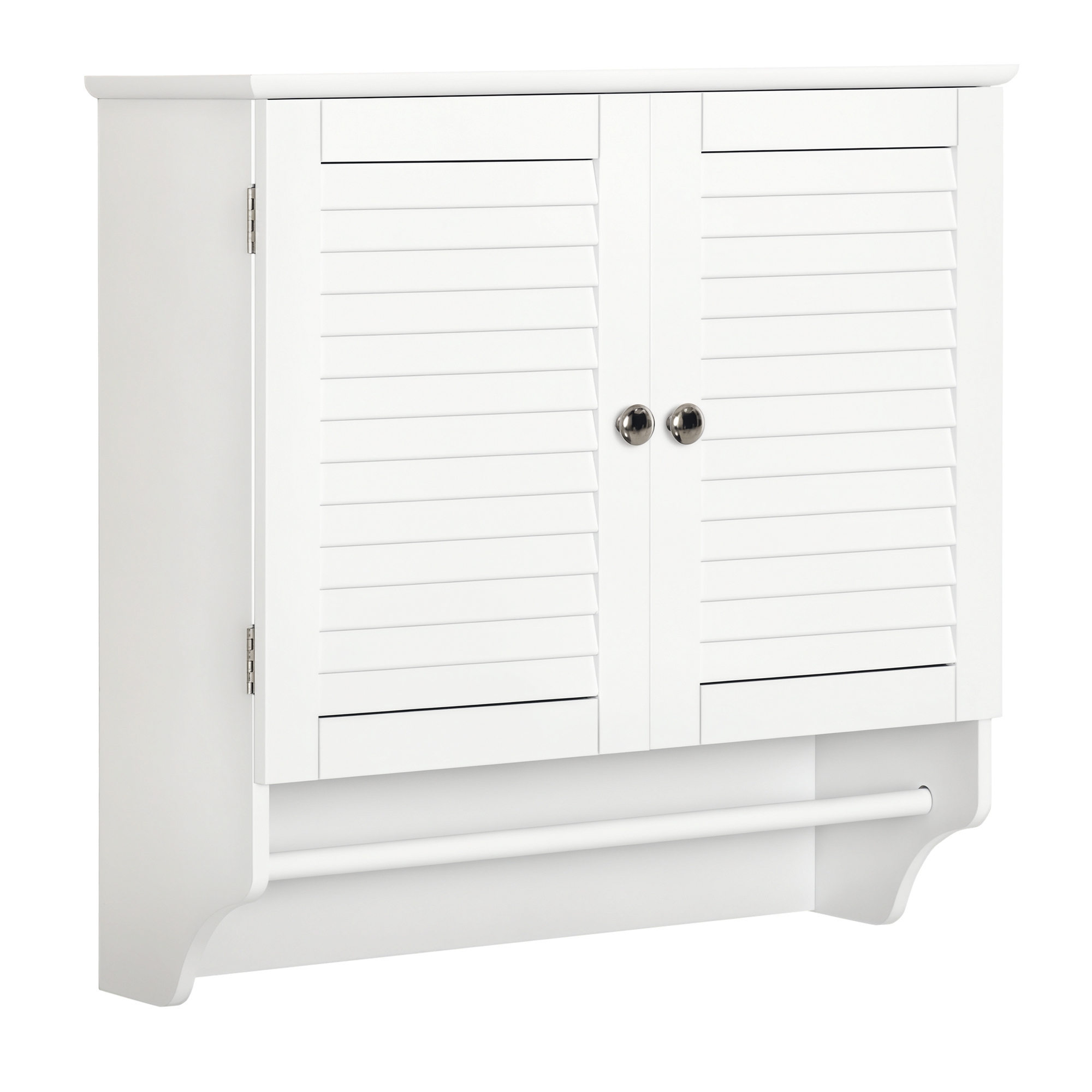 Wandhängender Badezimmerschrank Mit Zwei Rolltüren, Einlegeboden Und Handtuchhalter, Modernes Und Multifunktionales Hängeregal Für Die Küche, 60 X 23 X 60 Cm, Weiß