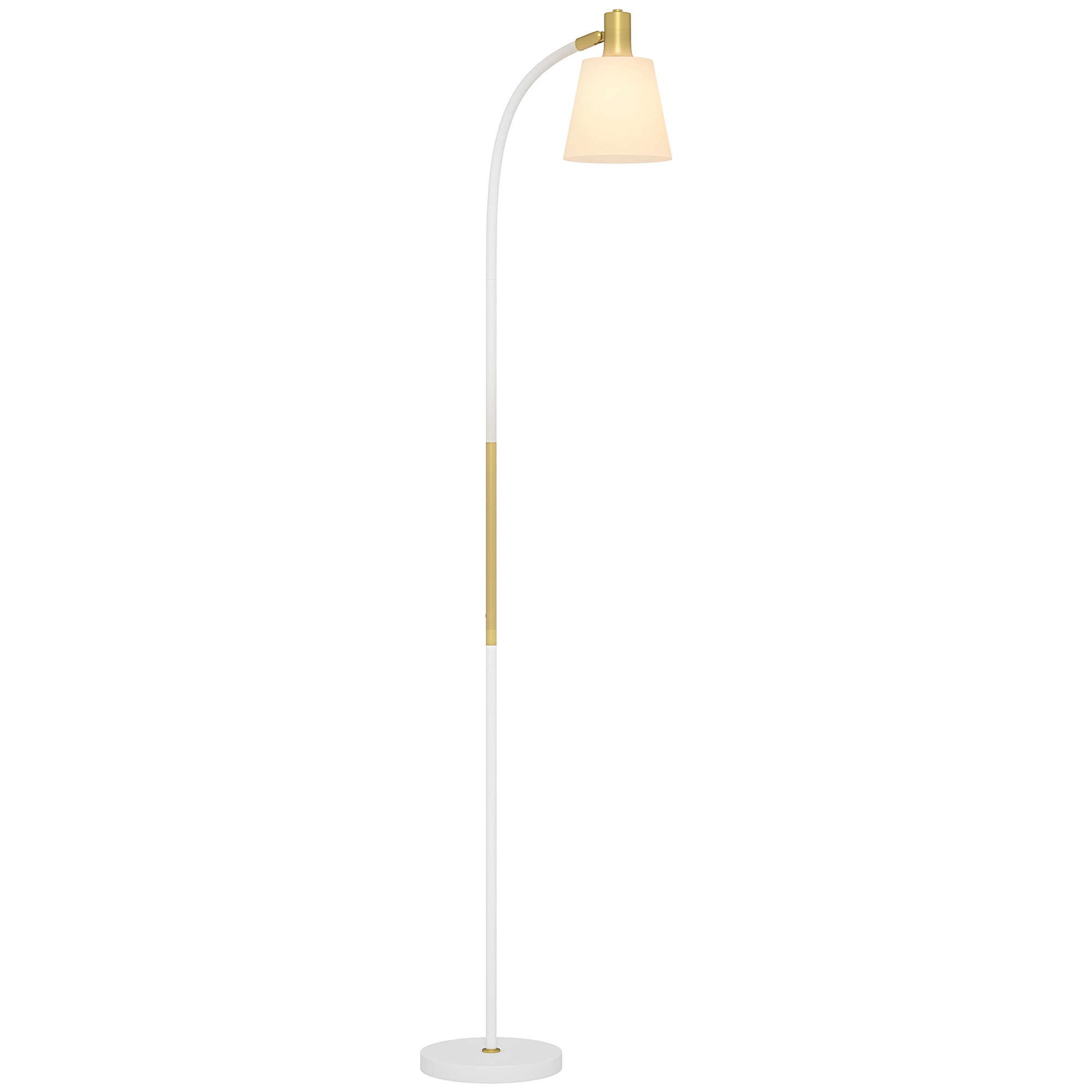 Höhenverstellbare Led-stehleuchte Mit Leseschirm, 49 X 21 X 127–160 Cm, Weiß Und Gold