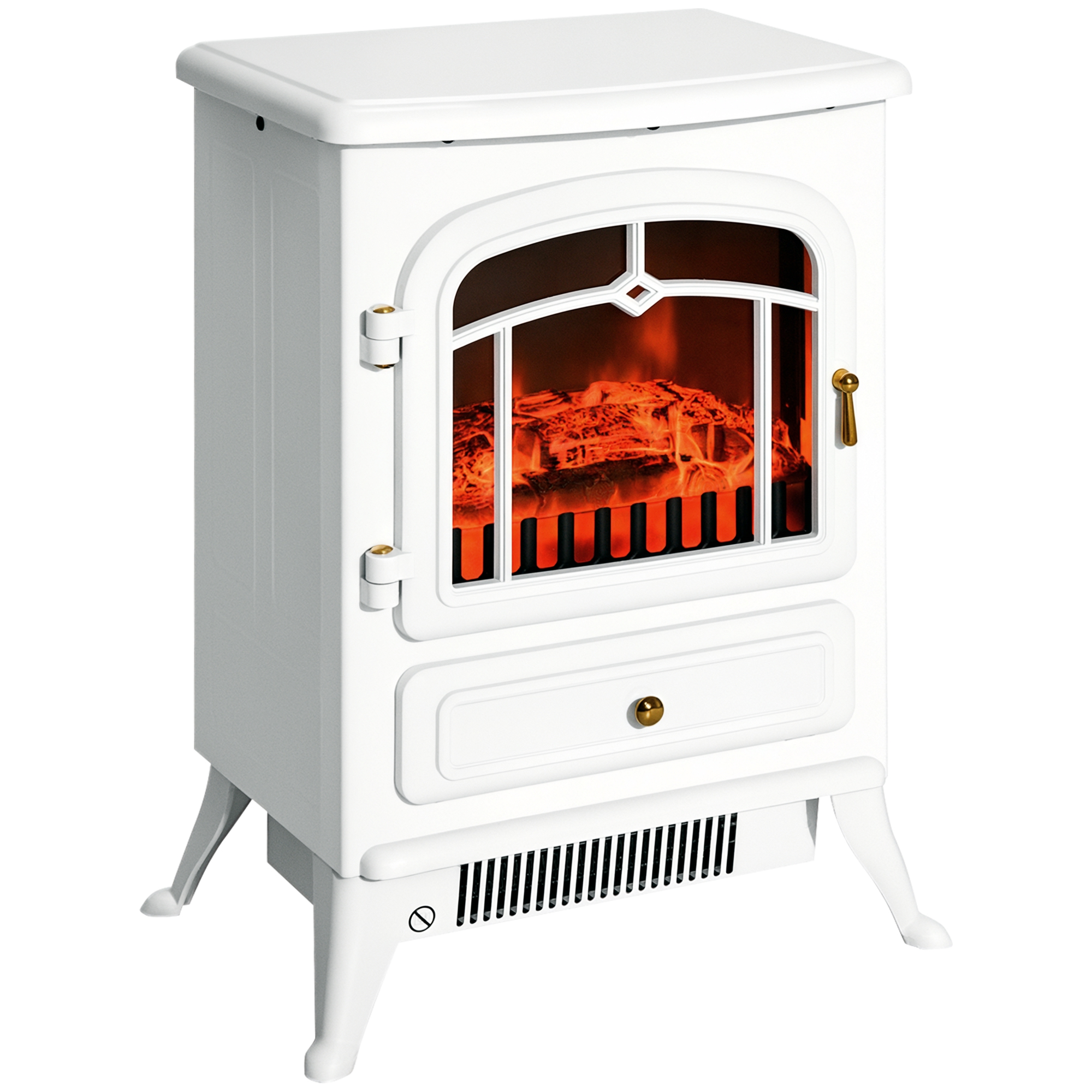 Elektrischer Kamin Mit Heizfunktion, Elektrischer Kamin Mit Led-flammeneffekt, Dekorativer Kamin 950/1850 W, Elektrischer Kamin Mit Überhitzungsschutz, Weiß