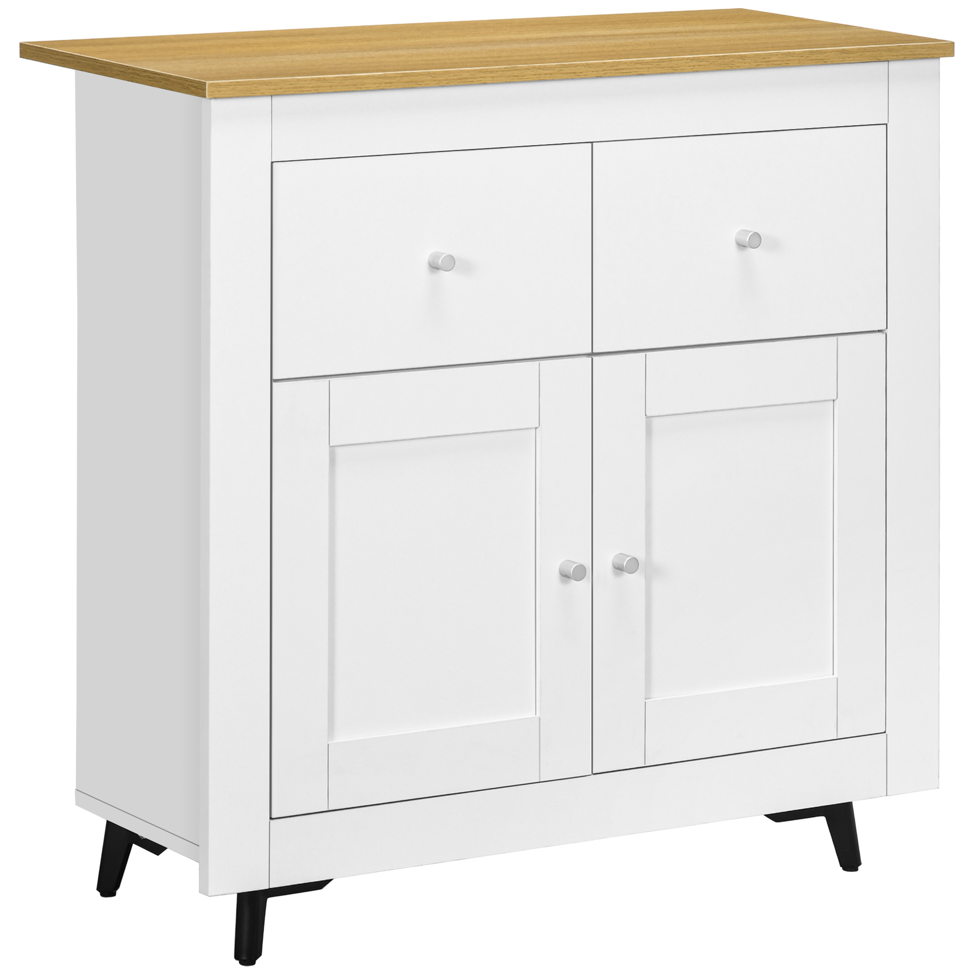 Kompaktes Küchen-sideboard Mit Türen Und Schubladen, Ideal Für Wohnzimmer Oder Eingangsbereich. Maße: 78 X 35 X 80 Cm, Weiß.