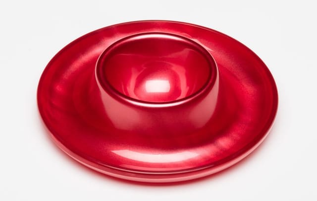 G.F. Heim Söhne Eierbecher Acrylglas Perlmutt Optik Rot
