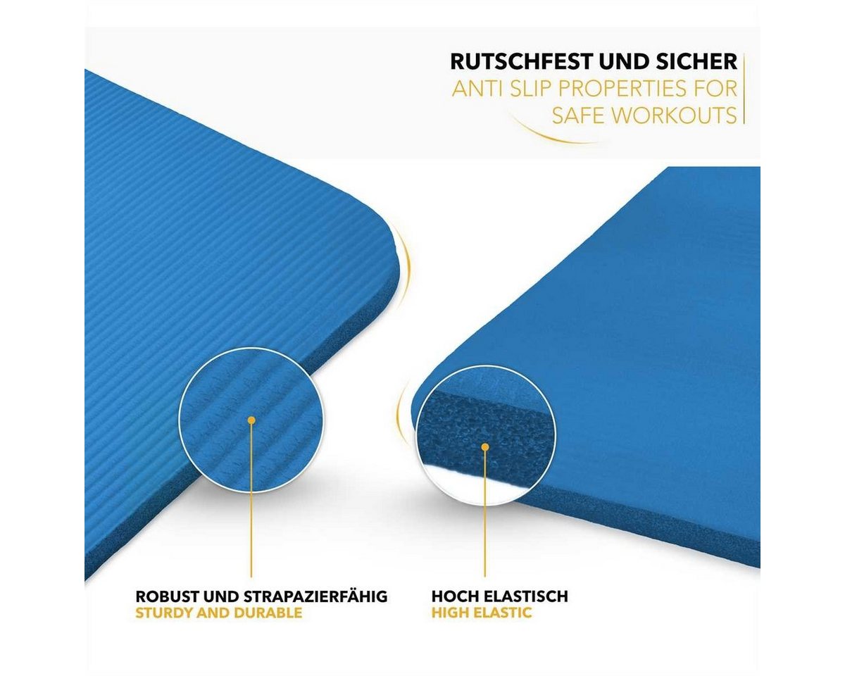 Tresko® Yogamatte Fitnessmatte Gymnastikmatte Pilates 185x60x1,0cm Blau Bild 2