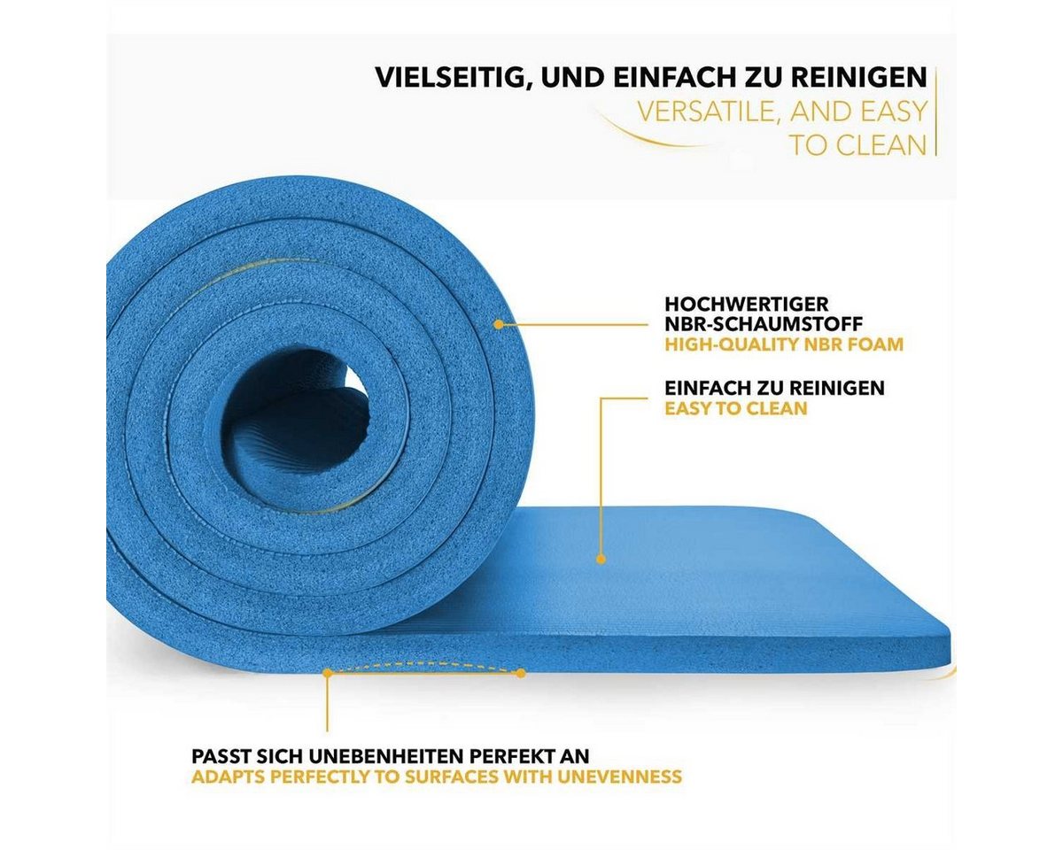 Tresko® Yogamatte Fitnessmatte Gymnastikmatte Pilates 185x60x1,0cm Blau Bild 4