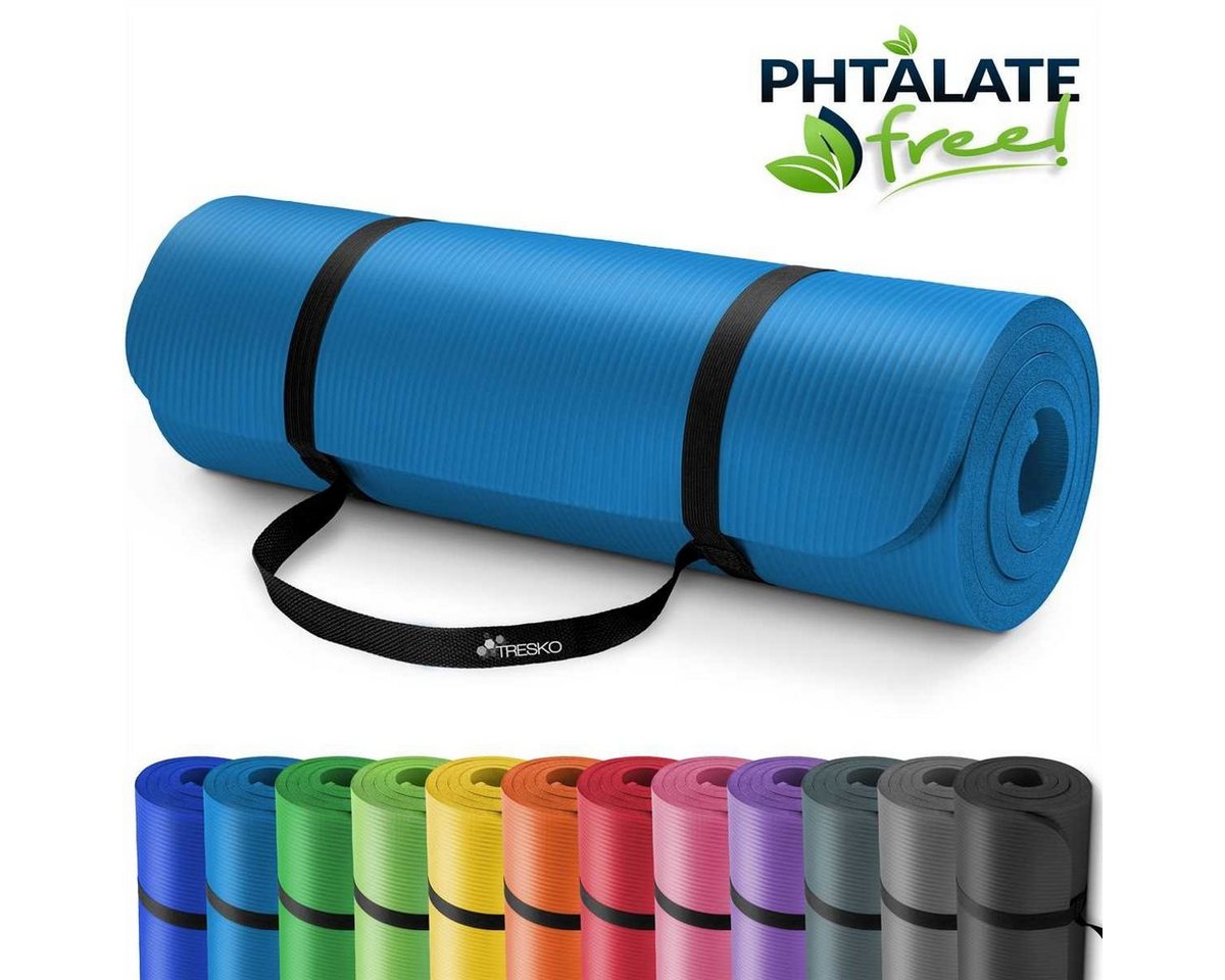Tresko® Yogamatte Fitnessmatte Gymnastikmatte Pilates 185x60x1,0cm Blau Bild 5