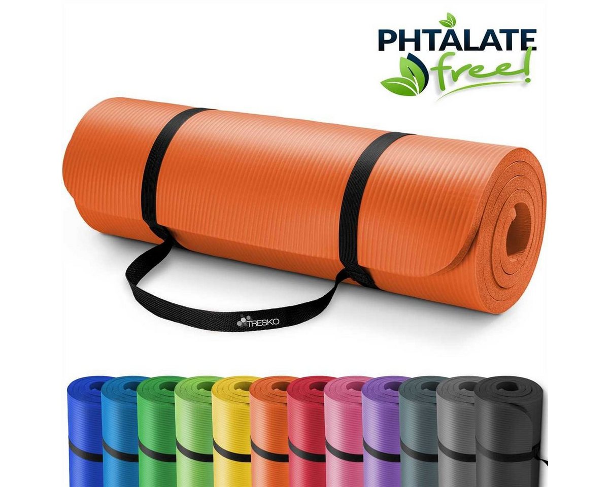 Tresko Yogamatte Fitnessmatte Gymnastikmatte Pilates 185x60x1,0cm Orange