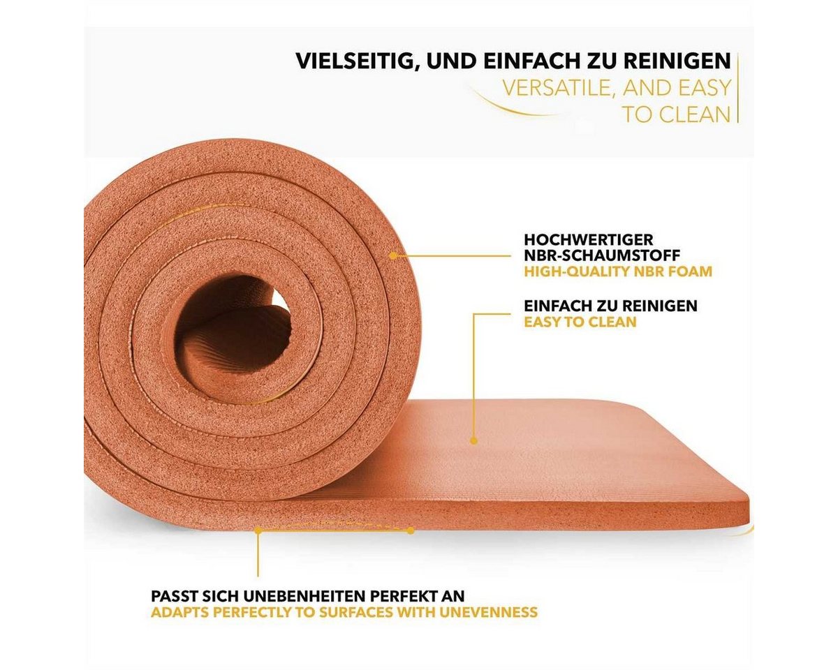 Tresko Yogamatte Fitnessmatte Gymnastikmatte Pilates 185x60x1,0cm Orange Bild 2